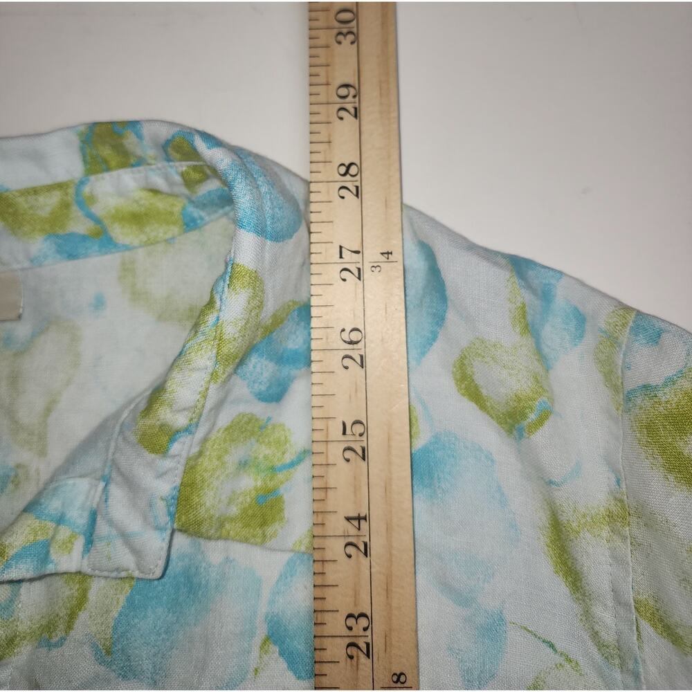 J Jill Top Women M 100% Linen tassel watercolor leaf peasant floral spring fairy - Picture 13 of 15